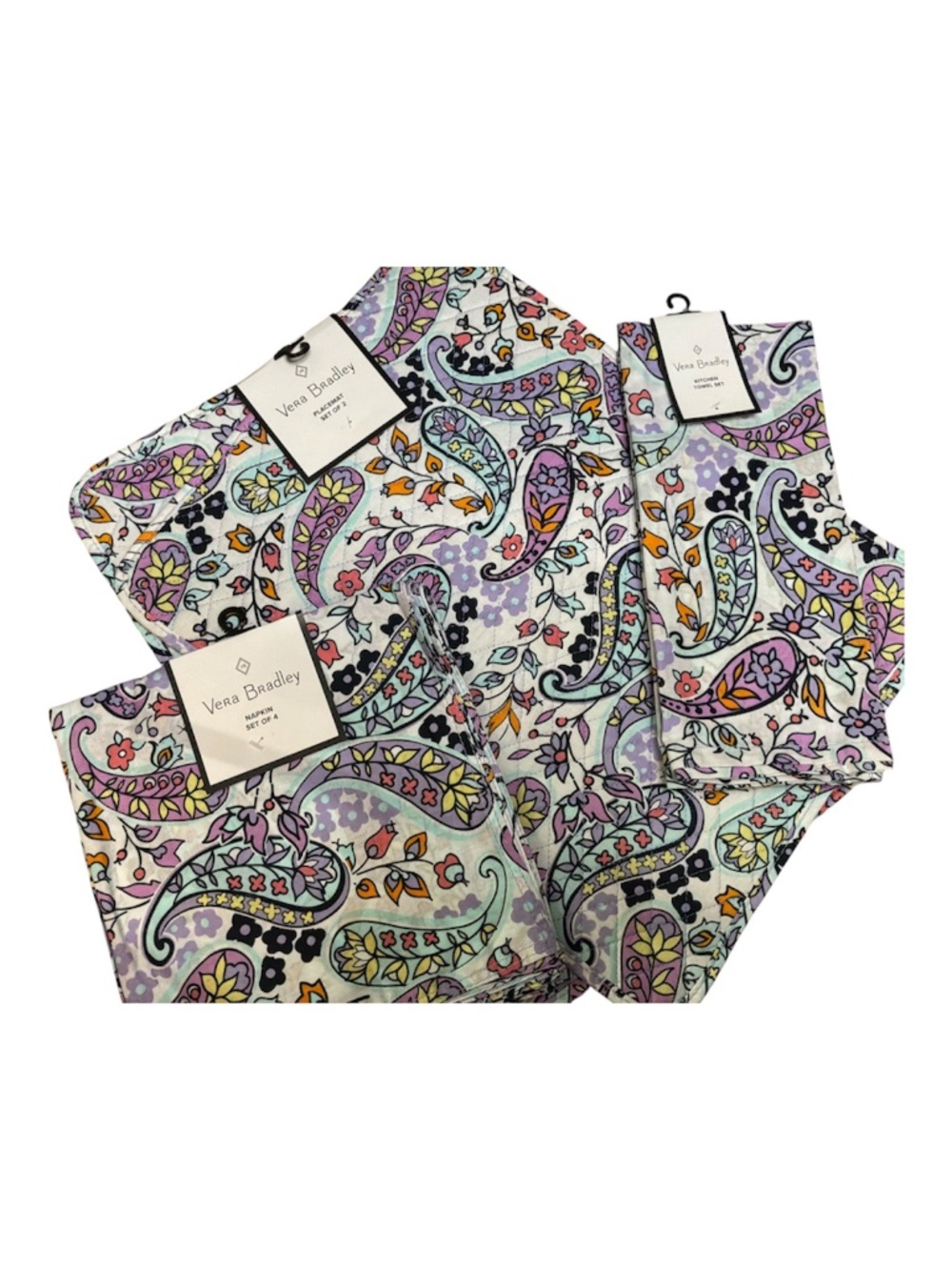 VERA BRADLEY Maddalena Paisley Placemat, Napkins, Dish Towels Set